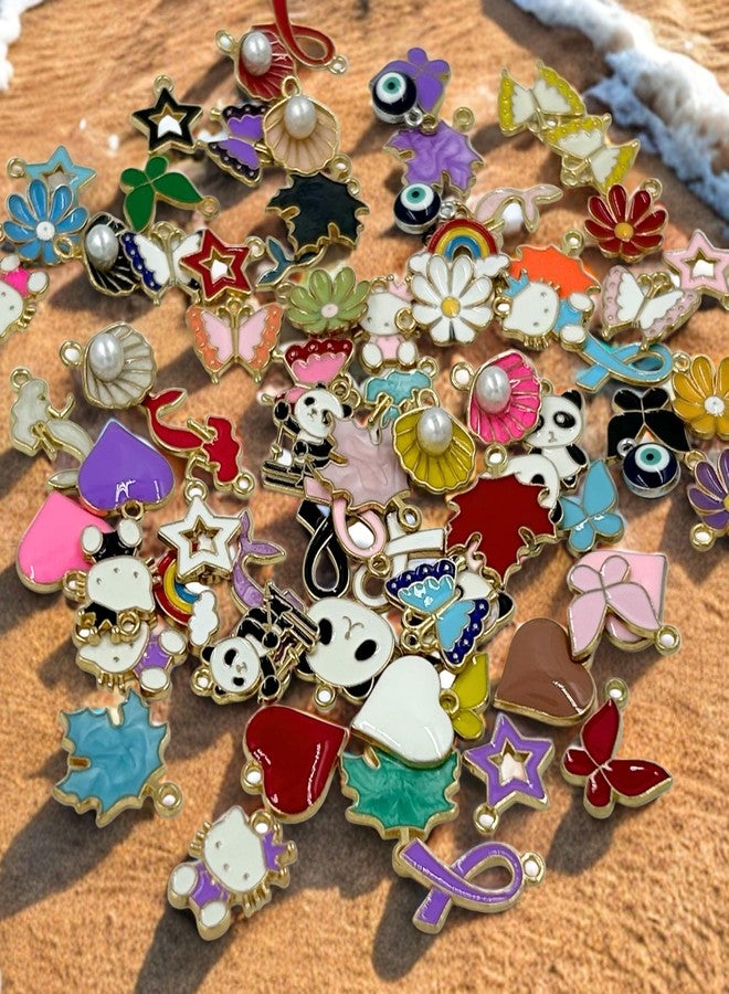 Tdas 30 Pcs Mixed Charms for Jewelry Making, Assorted Bangle Charms Enamel Pendants for Jewellery Aesthetic Necklace Earring Key Chain Bracelet DIY Gold Plated Accessories Color Craft Supplies (30) - Image 4